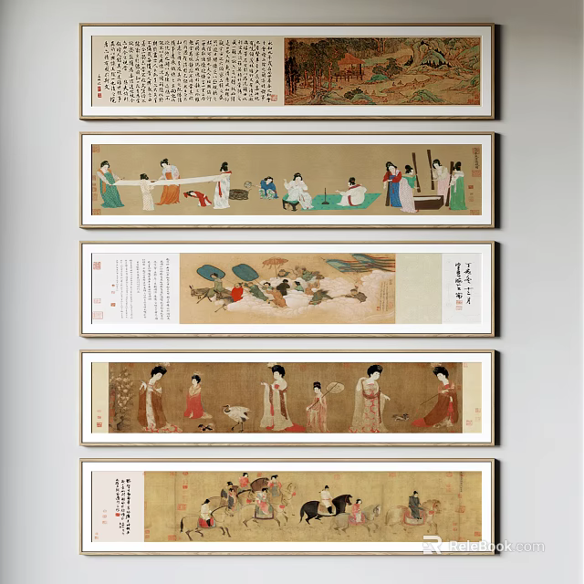 Traditional Chinese Figure Paintings Featuring Ancient Figures And Classical Cultural Scenes 3d model 