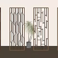 Modern Room Dividers Interior Design With Wooden Frames And Geometric Patterns 3d model