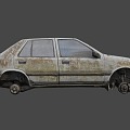 Abandoned cars. 3d model