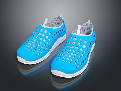 Blue Perforated Casual Shoes With White Sole Breathable Upper And Lightweight Design 3d model