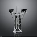 Silver Mechanical Device With Dual Side Mirrors And Vertical Central Structure Base 3d model