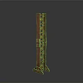 Rusty Metal Decorative Structure With Vertical Design Intricate Cutout Patterns And Industrial Style