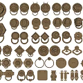 Various Decorative Door Handles with Different Traditional and Modern Design Styles 3d model