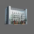 Modern Multi Story Building Exterior With Brown Gray Facade And Multiple Windows 3d model