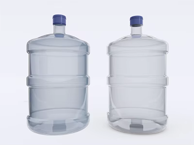 Two Large Transparent Water Bottles With Blue Caps And Stackable Design For Drinking Water Storage 3d model