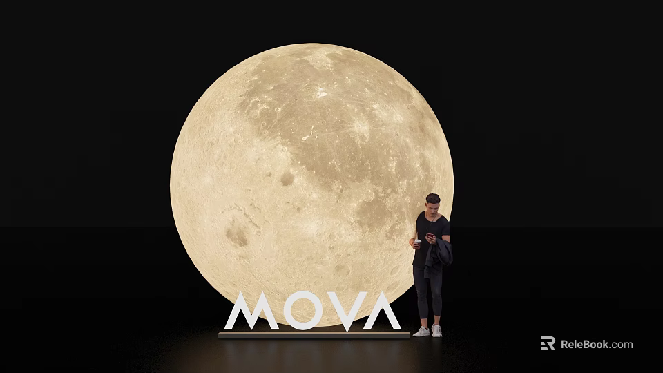 Giant Moon Model MOVA Photo Spot For Instagrammable Moments And Group 3d model 