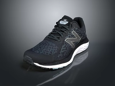 New Balance Black Athletic Running Shoes With Textured Upper And White Sole 3d model