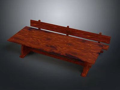 Wooden Outdoor Bench Featuring Natural Wood Grain and Simple Design for Garden 3d model