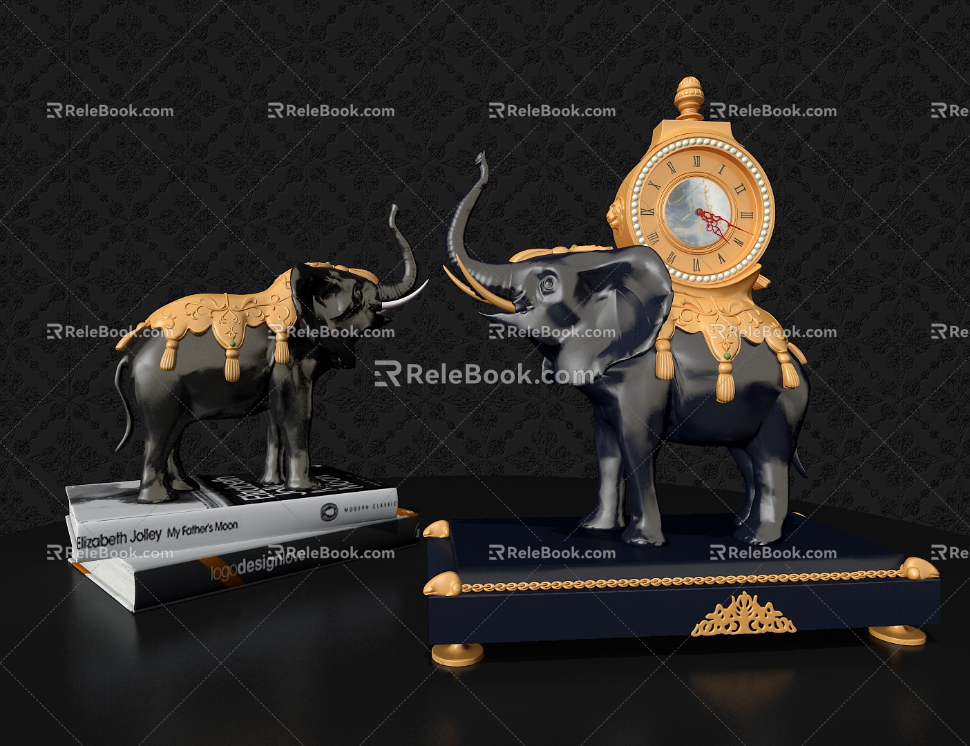 elephant ornaments elephant clock metal ornaments 3d model