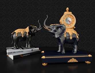 elephant ornaments elephant clock metal ornaments 3d model