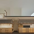 Wooden Open Layout Restaurant Interior With Tables Chairs Hanging Posters And Natural Light