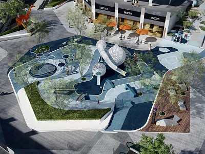 Modern Children's Play Area Design With Green Spaces Slides Climbing Structures And Open Layout 3d model