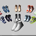 Various Colorful Sneakers With High Top Low Top Styles And Plaid Pattern Sock Shoes
