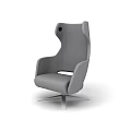 Modern Gray Office Chair With High Back Armrest And Swivel Metal Base