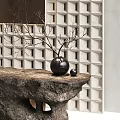 Antique reception desk background wall 3d model