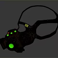 Tactical Weapon Gas Mask With Rusty Exterior Green Red Glowing Dots And Black Straps