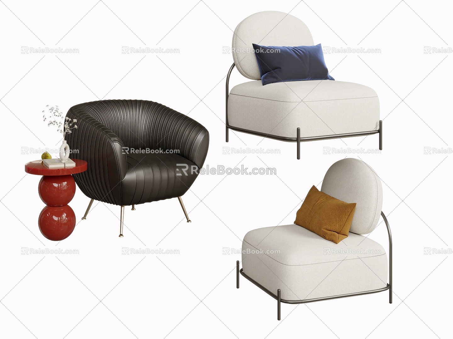 Modern sofa chair single sofa combination 3d model