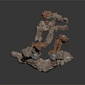 Natural Rock Formation Structure With Stacked Gray Brown Stones And Hollow Space