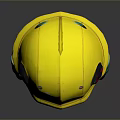 Cute 3D Cartoon Character with Yellow Helmet Red Eyes and Green Protective Gear