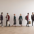 Modern multi-person multi-person fashion character combination 3d model