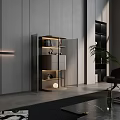 Modern Black Frame Wardrobe With Glass Doors Shelves And Storage Drawers Design