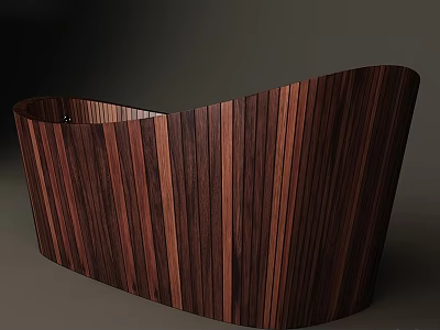 Modern Curved Wooden Bathtub With Vertical Strips For Contemporary Bathroom Interior 3d model