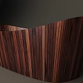 Modern Curved Wooden Bathtub With Vertical Strips For Contemporary Bathroom Interior