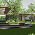 Modern Wooden Lattice Pergola With Lush Greenery And Outdoor Garden Path