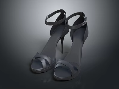 Gray Women's High Heel Sandals Open Toe Ankle Strap And Stiletto Heel Design 3d model