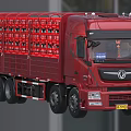 Red Heavy Duty Truck With Metal Cage Structure For Goods Transportation 3d model