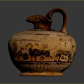 Ancient Clay Pot Sculpture With Intricately Carved Animal And Human Figures