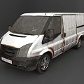 White Rusty Van With Worn Exterior Old Design Side Doors And Front Grille