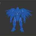 Mechanical Cybernetic Warrior With Metallic Wings Red Core And Futuristic Armor