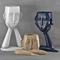 Stylish Shower Sauna Decor Featuring Abstract Face Sculptures In Blue White Beige