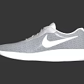 Pair of White and Gray Mesh Running Shoes With Lightweight Design For Athletic Activities