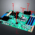 Detailed View of Computer Motherboard with Processor Memory PCI Slots and Ports