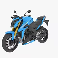 Blue Sport Motorcycle With Modern Sleek Body Black Seat And Yellow Front Forks