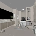 Modern Bathroom Interior Design With Large Mirror Vanity Cabinets Window Blinds And Green Plant