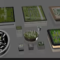 Commercial Architectural Model Devices With Square Circular Bases Green Landscaping And White Building Structures