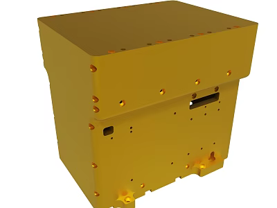 Yellow Industrial Cube Component With Holes And Protrusions Structure Design 3d model