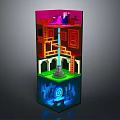 Colorful Pixel Art Cartoon Scene With Multi Layer Structure And Glowing Elements