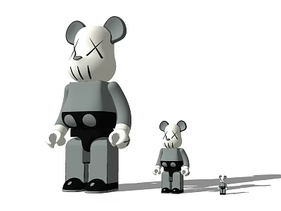 Decorative Figurine Set With Three Sizes Gray Artistic Minimalist Design Ornaments 3d model