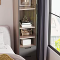 Modern Minimalist Entryway Side Cabinet With Storage Shelves Near Window And Plant Decoration