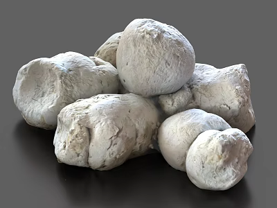 Natural White Stones Decorative Ornament Set with Rough Surface and Irregular Shape Stacked as Rustic Decor 3d model