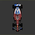 Red Race Car Featuring Shell Logo Blue White Accents White Wheels And Streamlined Design