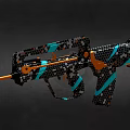 Modern Artistic Gun With Colorful Hexagonal Pattern And Black Blue Orange Accents