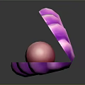 Beautiful Open Pink And Purple Shellfish Shell With Shiny Pearl Inside 3d model