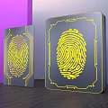 Modern Decorative Ornament Set With Square Shape Yellow Fingerprint Design And Borders