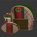 Stylish Backpack And Small Bag Set Featuring Red Green Stripes And Classic Pattern Design