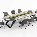 Modern conference table and chair combination 3d model